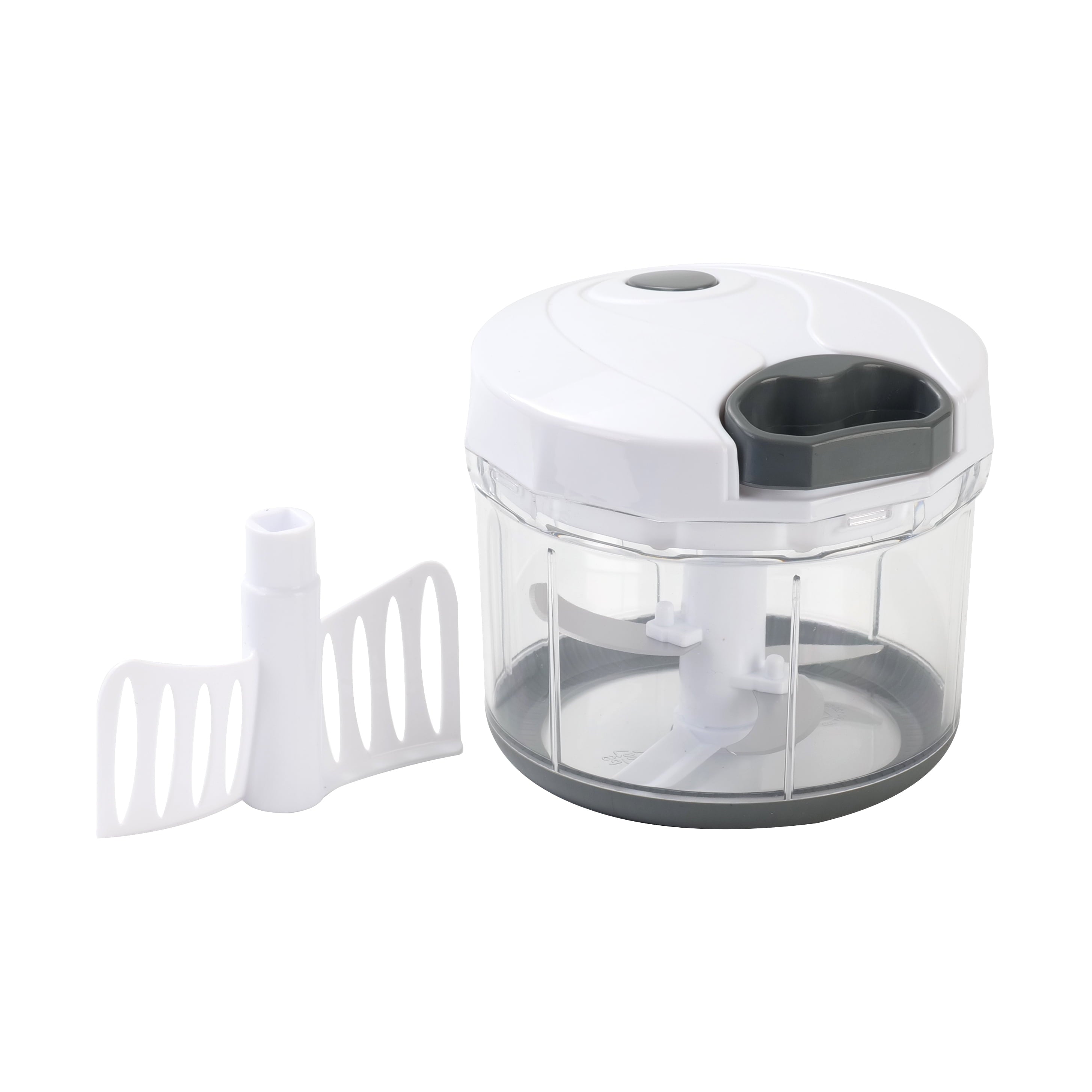 Mainstays 1qt Quick Pull Chopper, BPA free , SS Blades, Food Contact Safe Material , White & Grey, Weight 320g - Image 2
