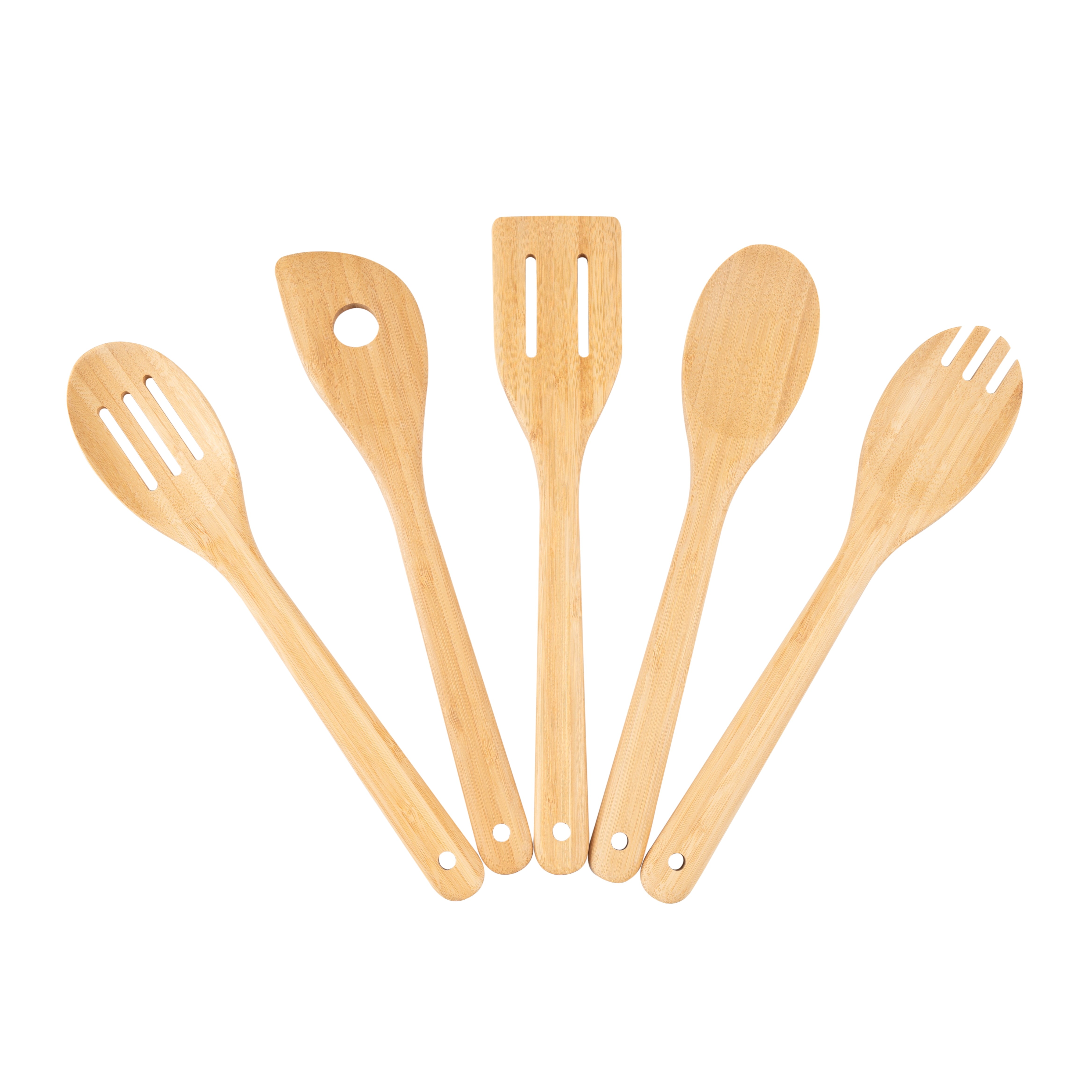 Mainstays 5pk Bamboo Spoons for Cooking, Kitchen Essential Tools Set - Image 3