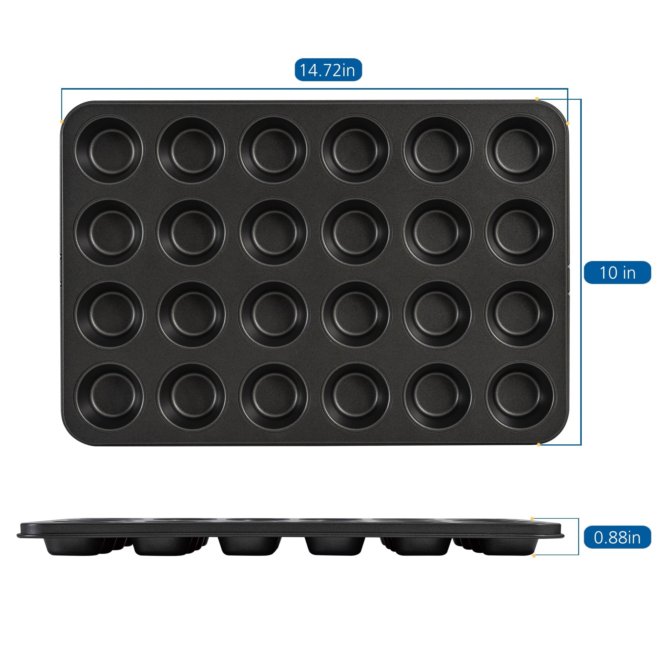 Mainstays 24 Cavity Mini Muffin Pan, Non-Stick Bakeware,1.8 inch Diameter Cups,Gray,Carbon Steel - Image 4