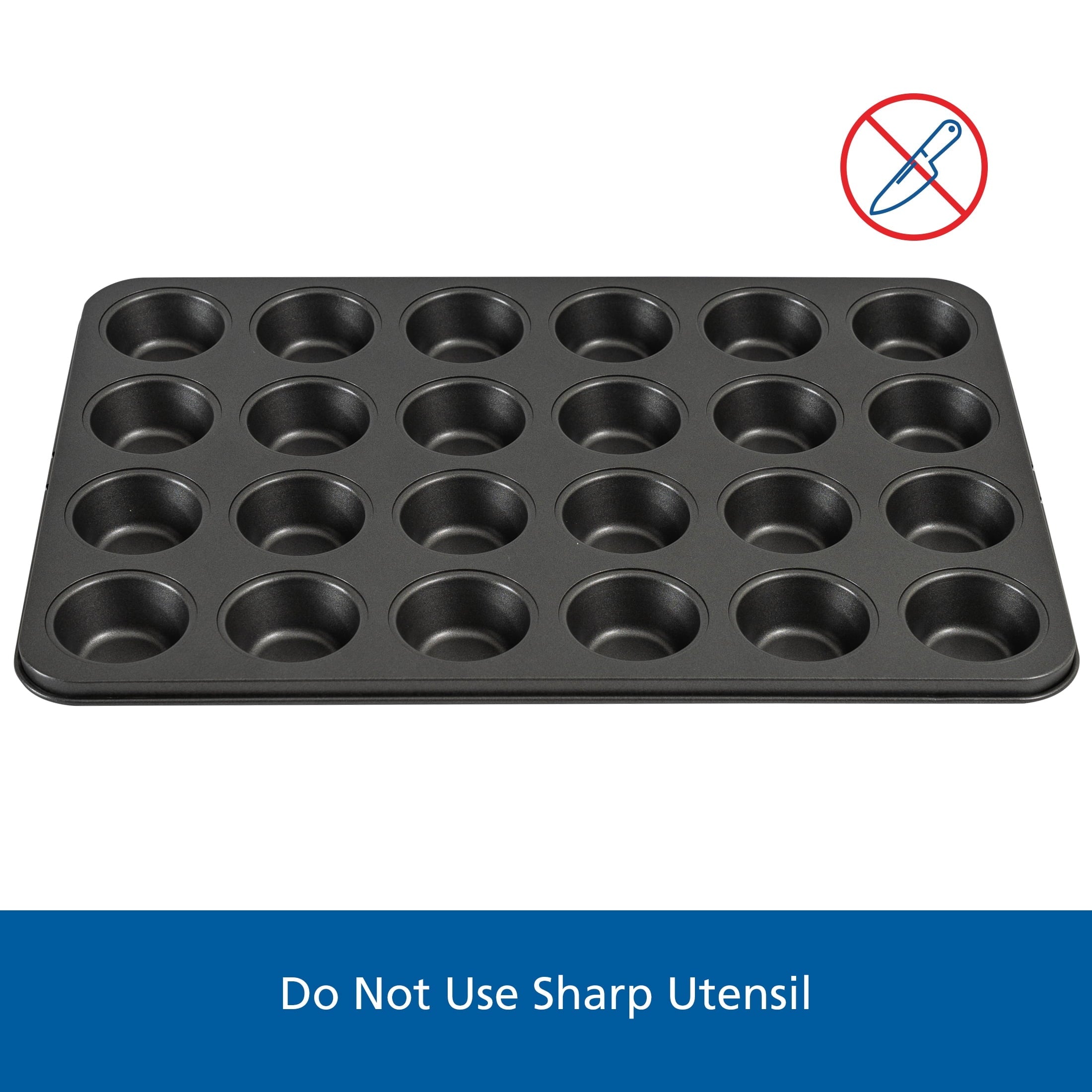 Mainstays 24 Cavity Mini Muffin Pan, Non-Stick Bakeware,1.8 inch Diameter Cups,Gray,Carbon Steel - Image 6