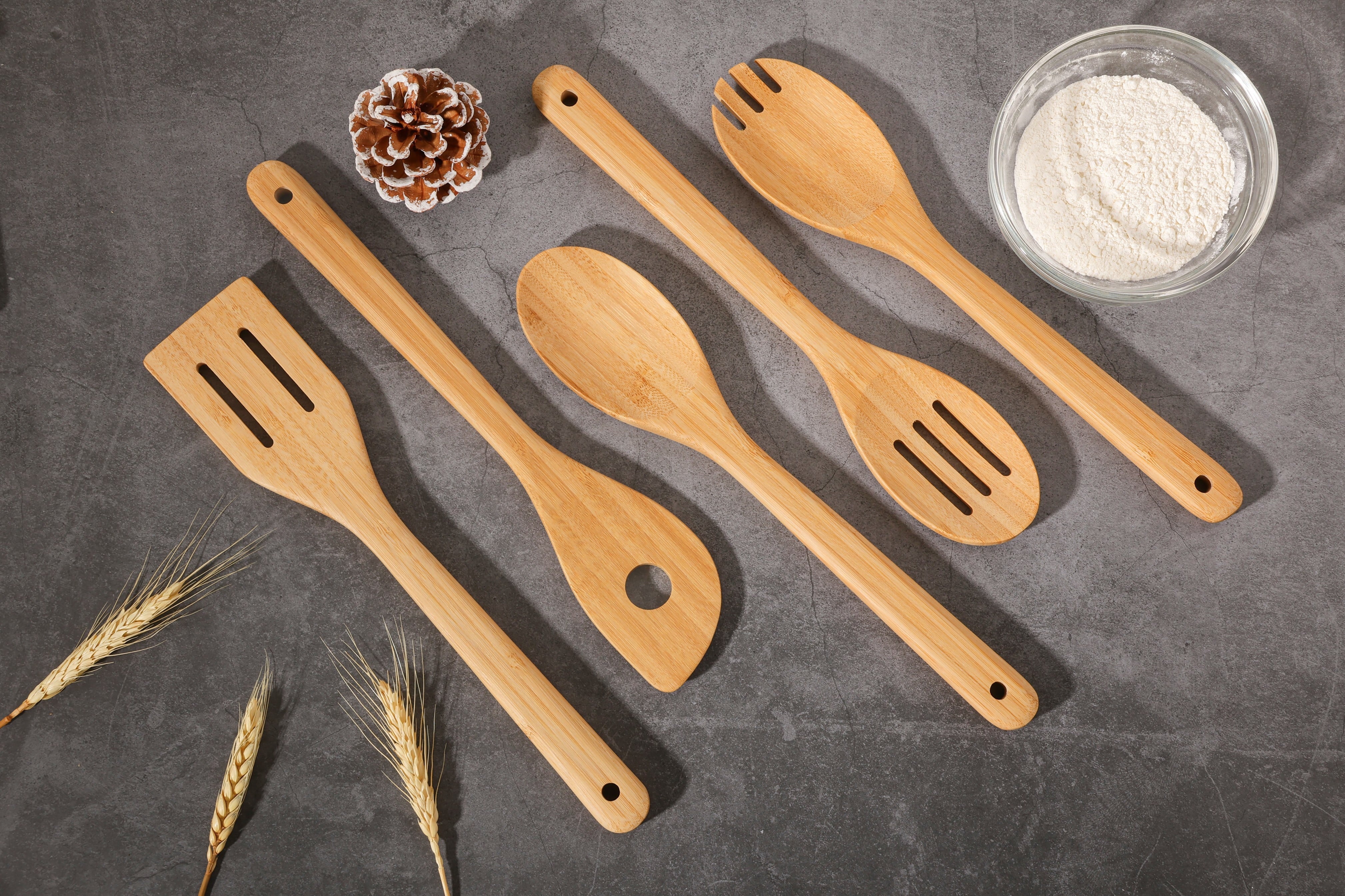Mainstays 5pk Bamboo Spoons for Cooking, Kitchen Essential Tools Set - Image 6