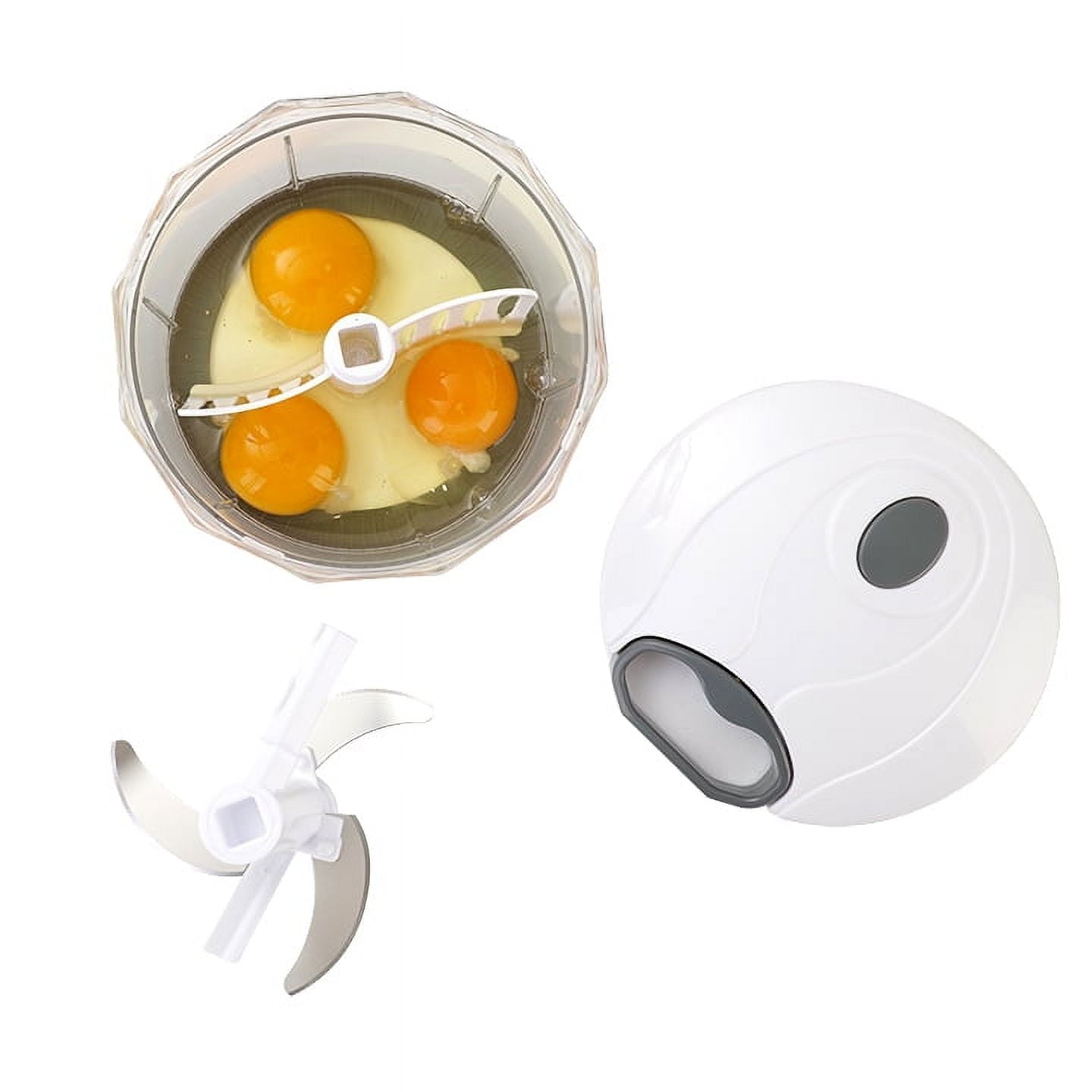 Mainstays 1qt Quick Pull Chopper, BPA free , SS Blades, Food Contact Safe Material , White & Grey, Weight 320g - Image 6