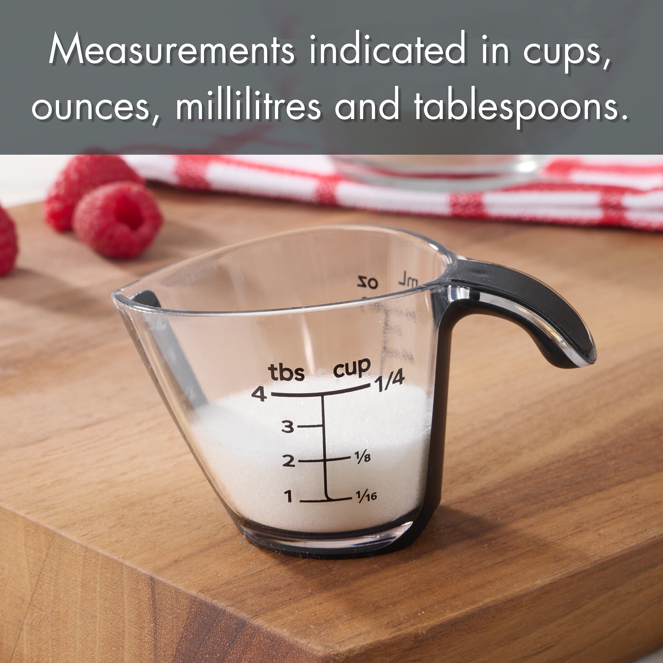 Mainstays 1/4C Plastic Mini Measuring Cup, Black/Transparent - Image 6
