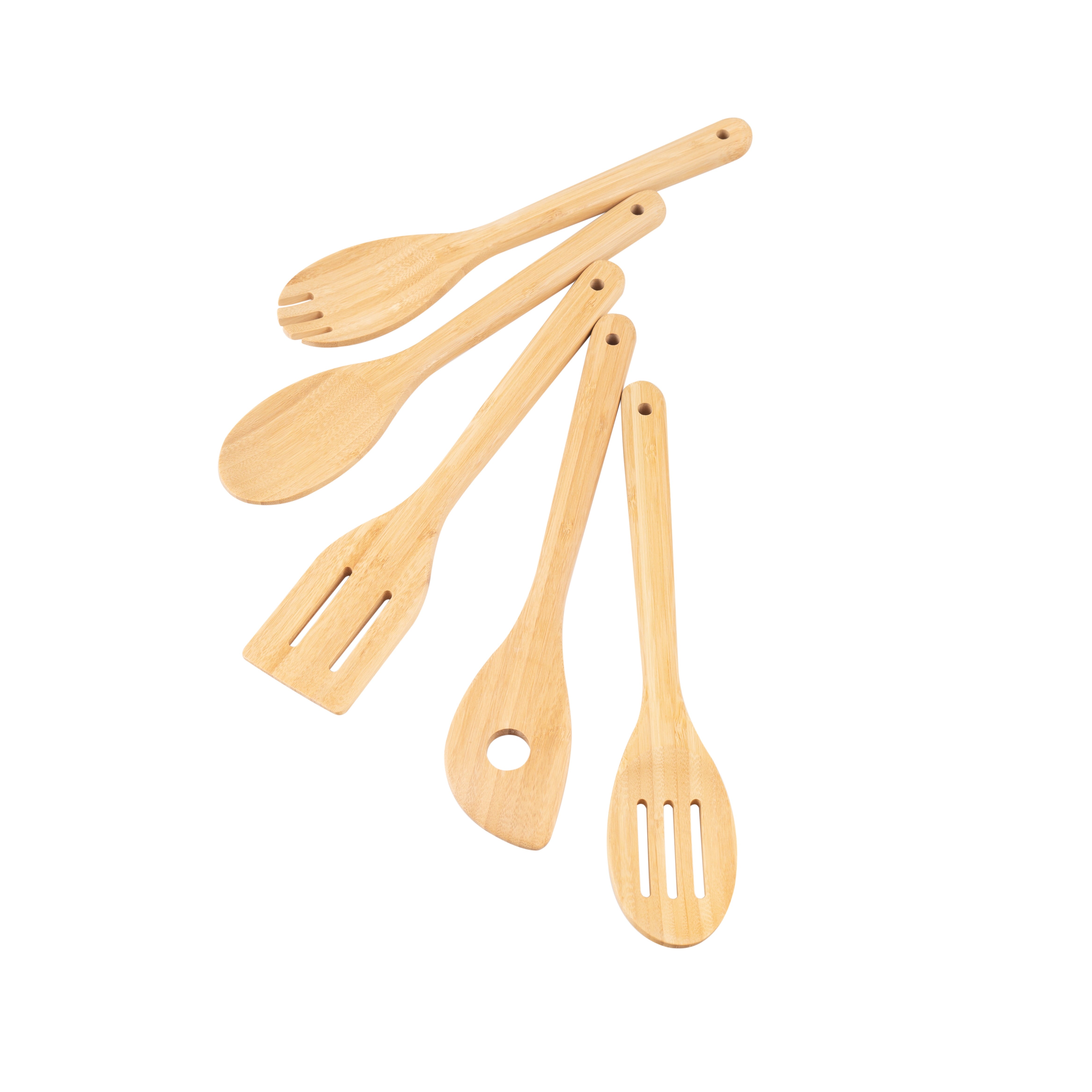 Mainstays 5pk Bamboo Spoons for Cooking, Kitchen Essential Tools Set - Image 4
