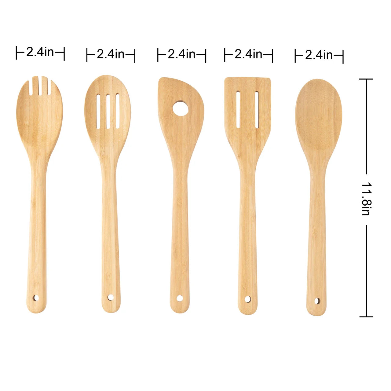 Mainstays 5pk Bamboo Spoons for Cooking, Kitchen Essential Tools Set - Image 2